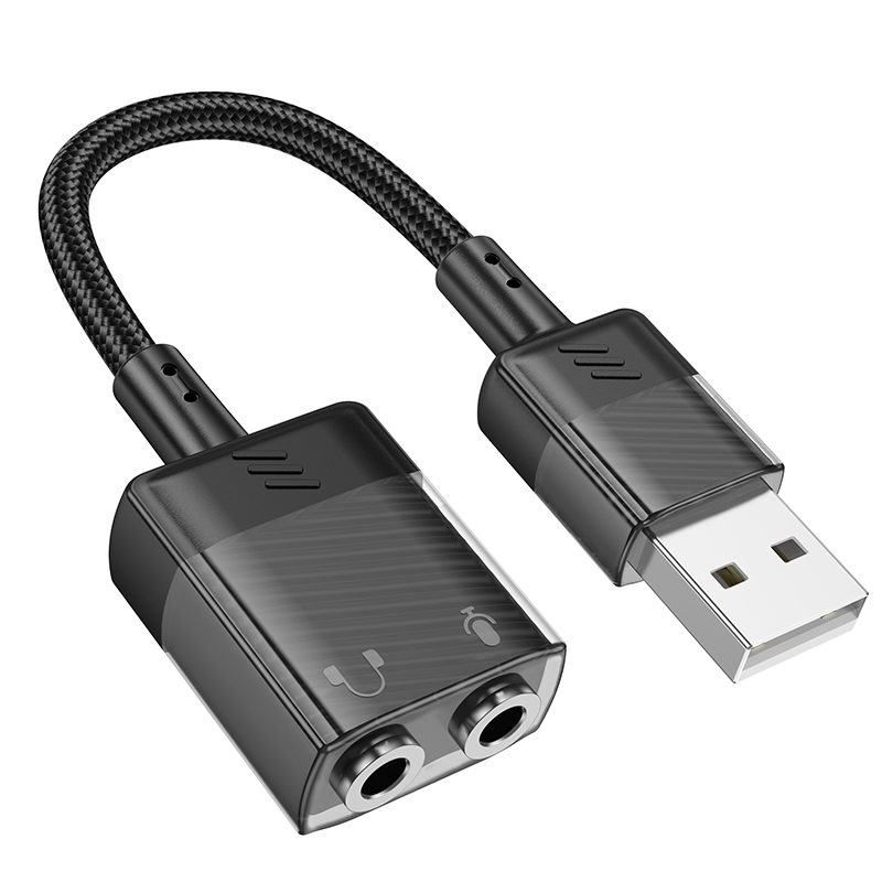 Переходник Hoco LS37 USB - 2 Jack 3.5мм черный