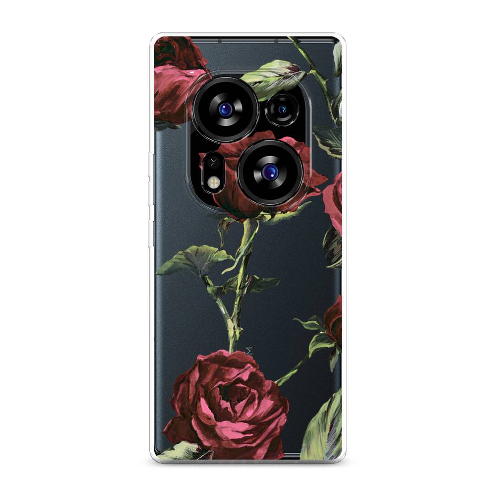 

Чехол Awog на Tecno Phantom X2"Бордовые розы фон", Красный, 303350-8