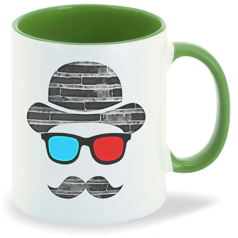 

Кружка CoolPodarok Шляпа 3д очки усы