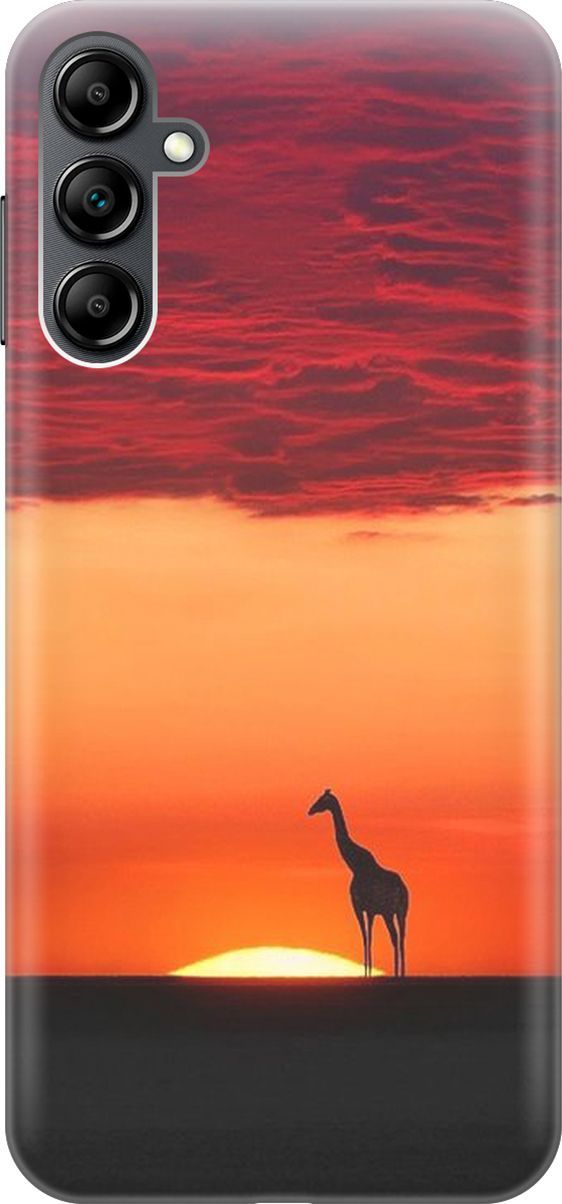 

Силиконовый чехол на Samsung Galaxy A14 "Закатный жираф", Оранжевый;розовый, 158797