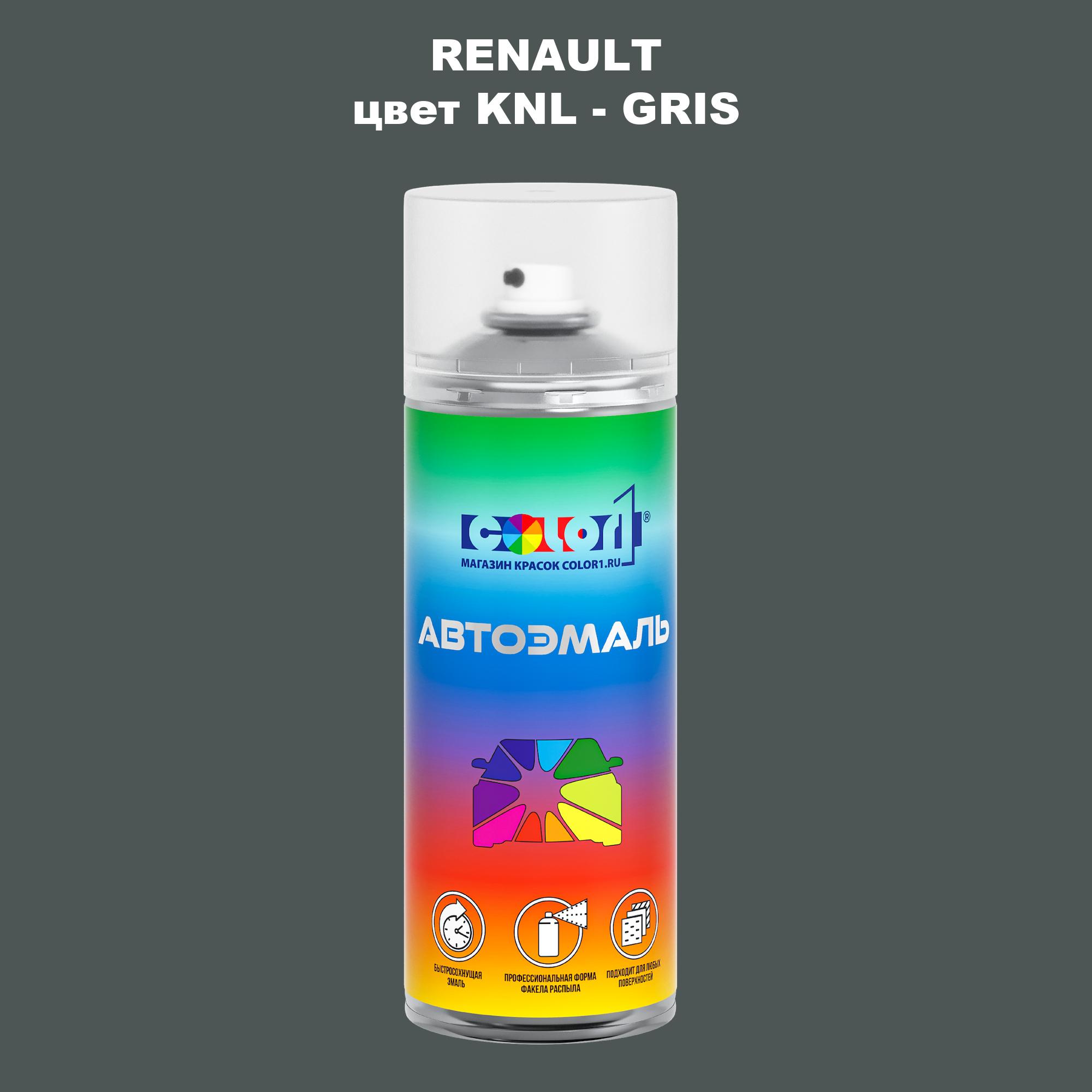 

Аэрозольная краска COLOR1 для RENAULT, цвет KNL - GRIS, Прозрачный