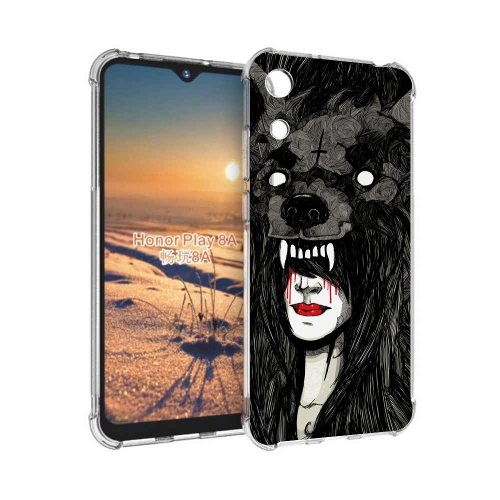 

Чехол бампер MyPads девушка в шкуре волка женский для Honor 8A, Прозрачный, Tocco