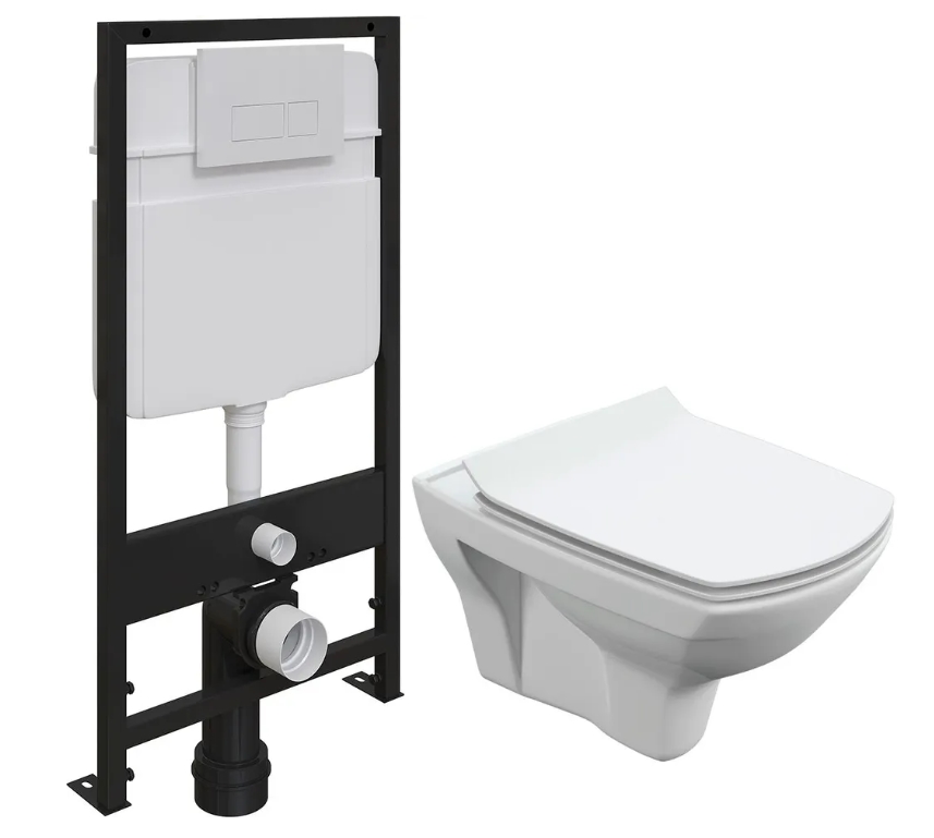 

Комплект Унитаз подвесной Cersanit Carina XL Clean On DPL EO slim безободковый, с микролиф, Белый, Carina XL Clean On DPL EO slim кнопка смыва 0042 белая матовая