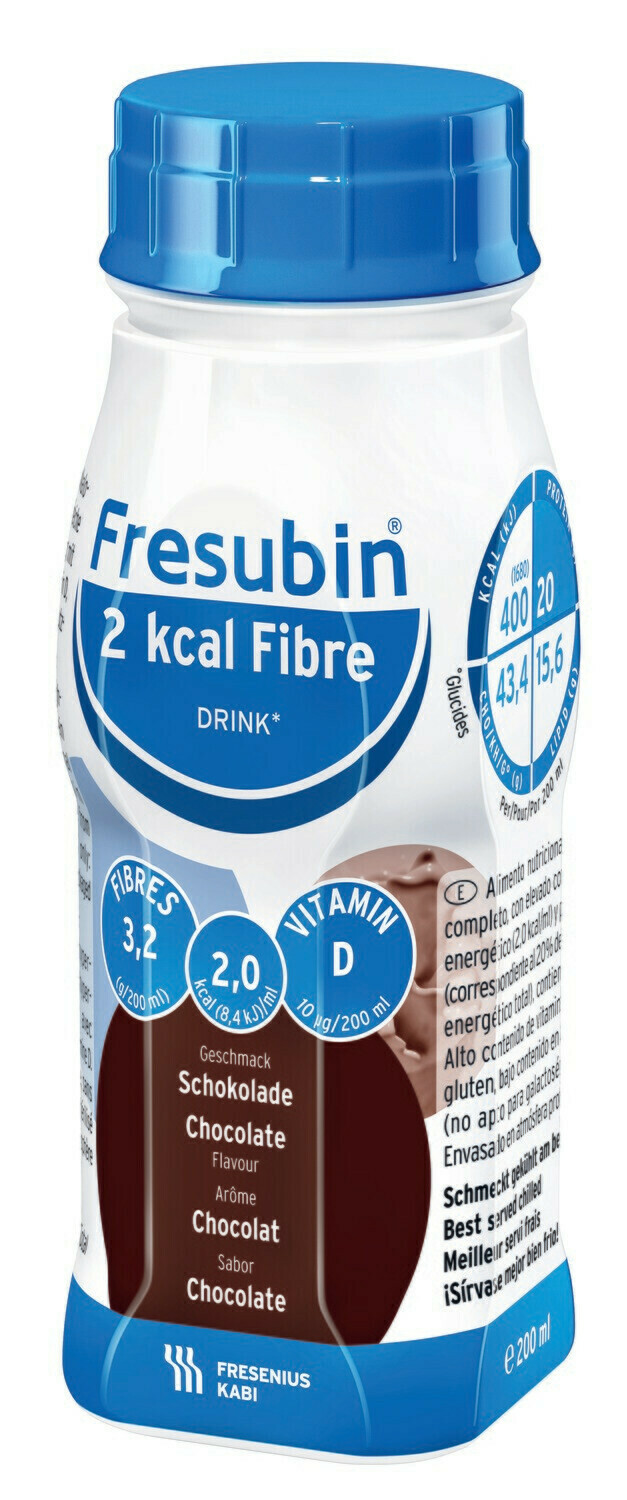 Купить Fresubin, Фрезубин напиток 2 ккал с пищевыми волокнами 200 мл 1 флакон вкус шоколад, Fresenius Kabi