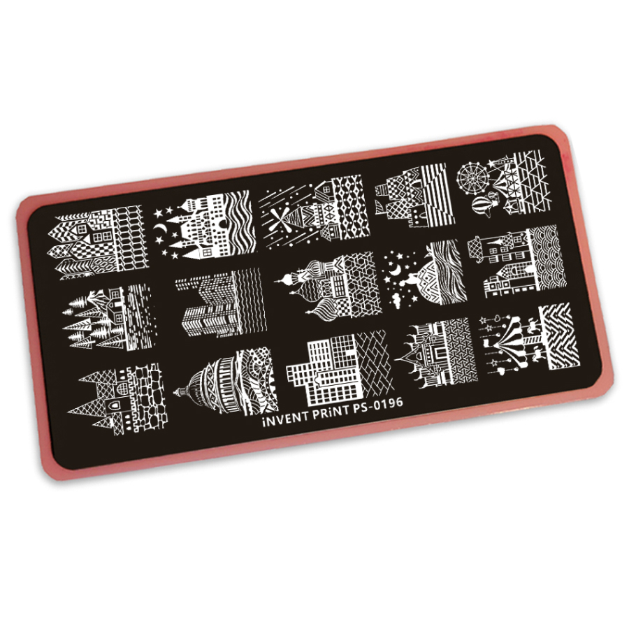 

Пластина для стемпинга Invent Print Дом Город PS-196, Серый