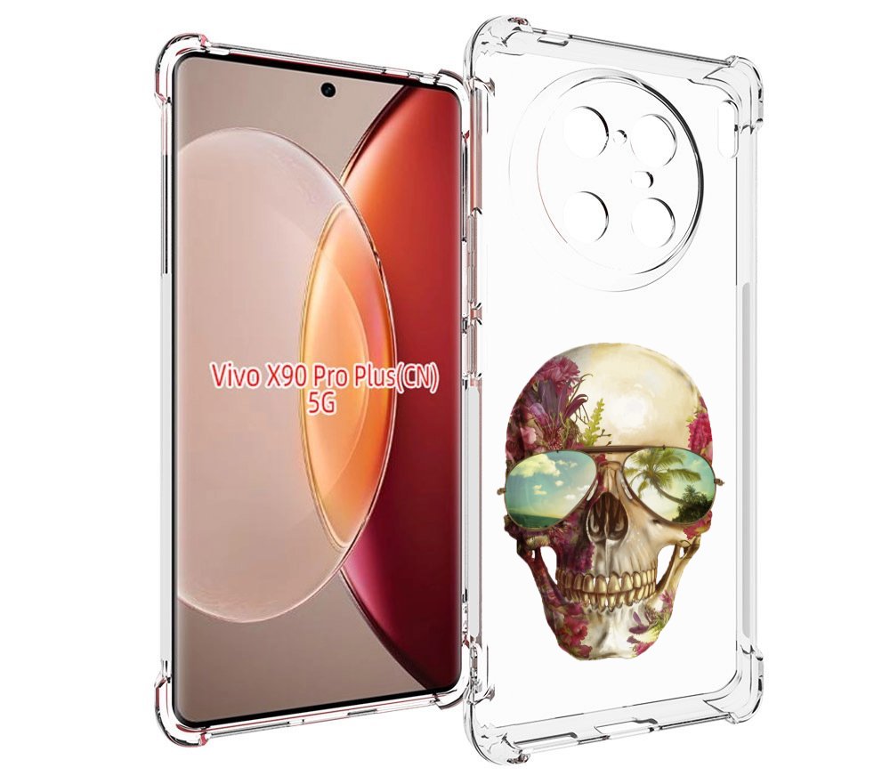 

Чехол MyPads Череп с очками для Vivo X90 Pro Plus, Прозрачный, Tocco