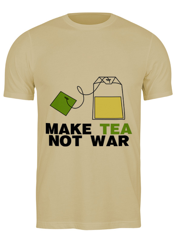 

Футболка мужская Printio Make tea not war бежевая XL, Бежевый, Make tea not war