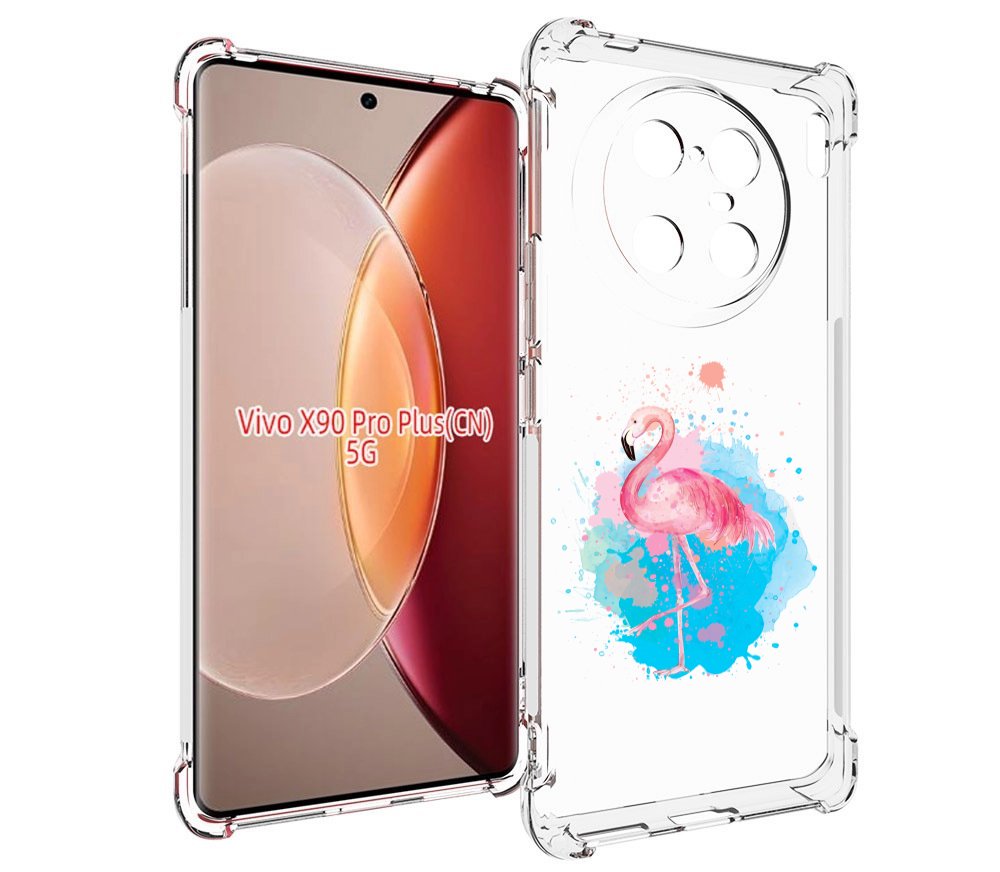 

Чехол MyPads акварельное-фламинго для Vivo X90 Pro Plus, Прозрачный, Tocco