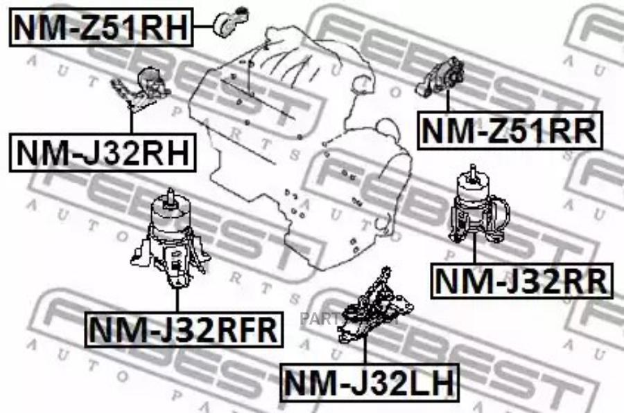 

Подушка двигателя задняя nissan murano z51 2007-2014 nm-z51rr
