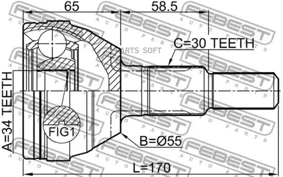 

Шрус наружный 34x55x30 chevrolet captiva sport 2008- 1810-ant