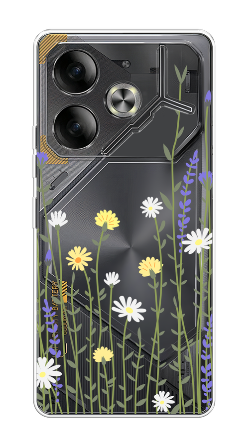 

Чехол на Tecno Pova 6 "Ромашка и лаванда", Зеленый;желтый;прозрачный, 305350-1