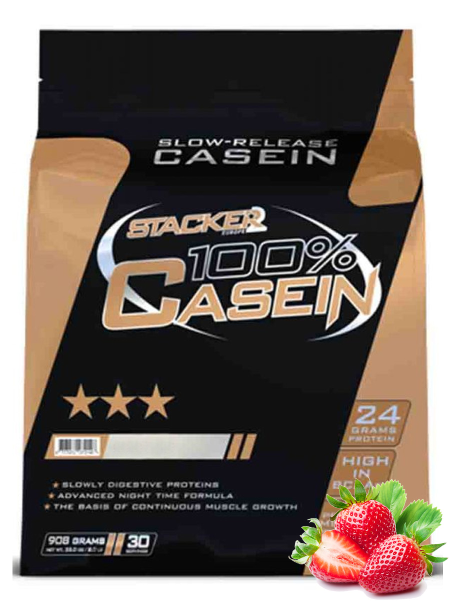 Казеин Stacker2 Europe 100% Casein 908 гр. Клубника