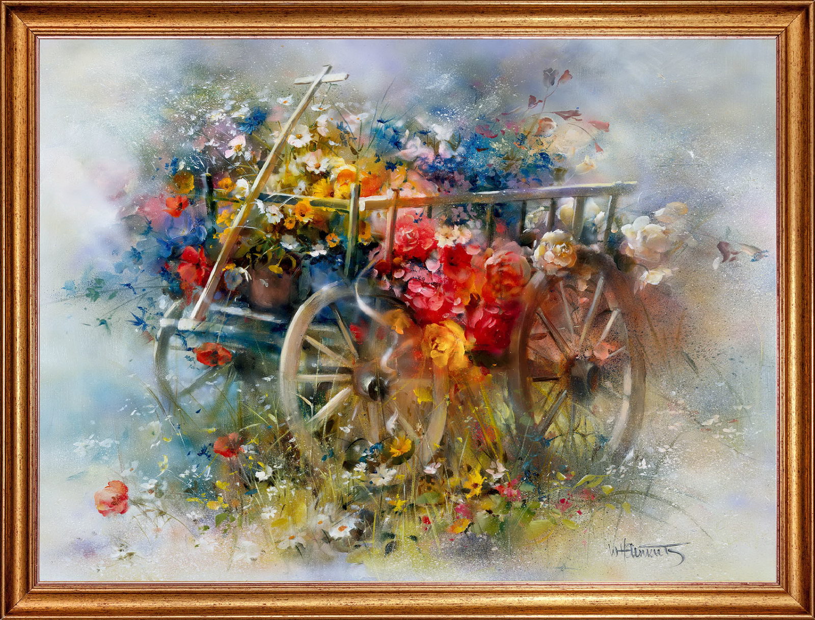 фото Картина на холсте, "тележка цветов", 80х60 см., willem haenraets. арт. хв-х49 русская коллекция