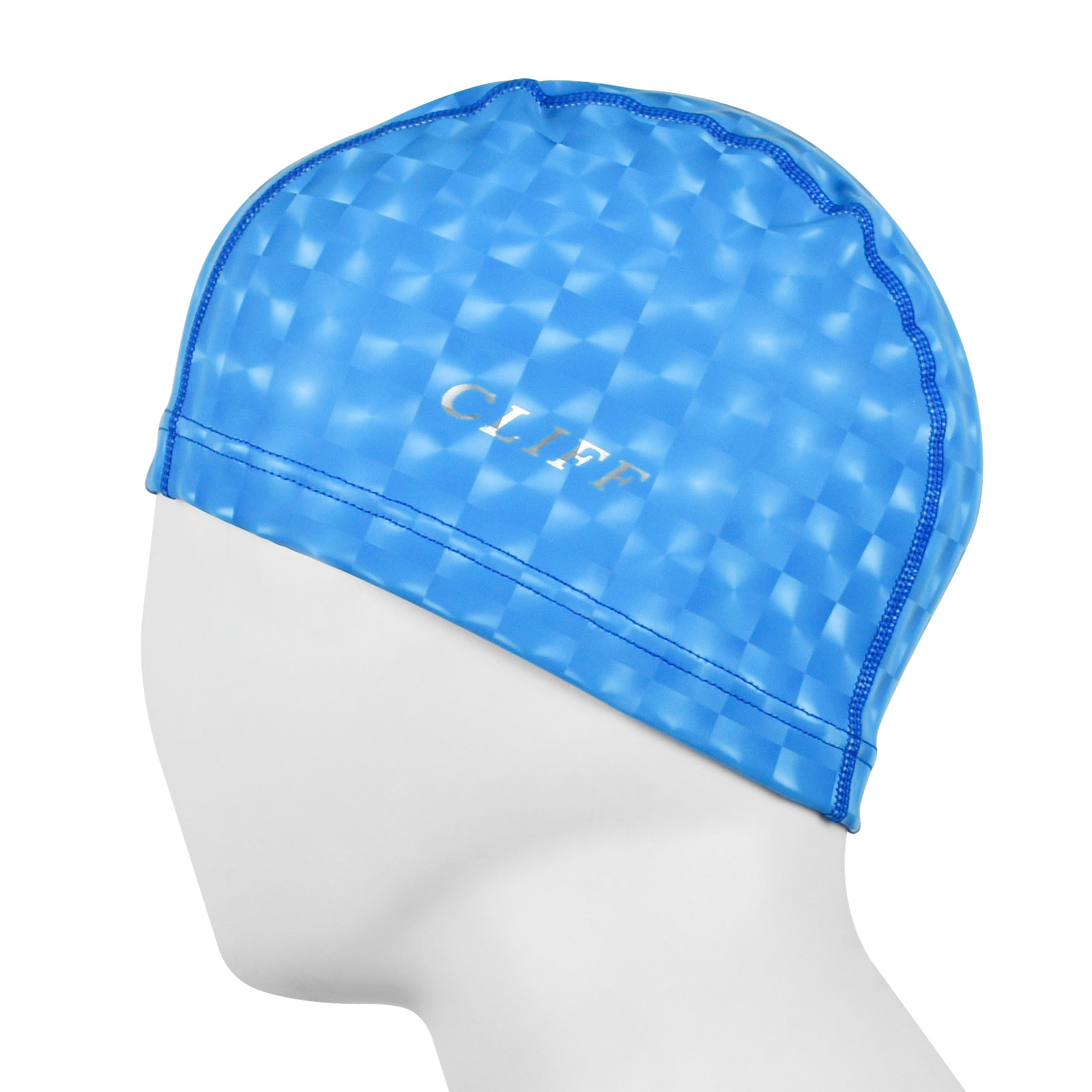 Шапочка для плавания CLIFF силиконовая с лайкрой, 3D, синяя