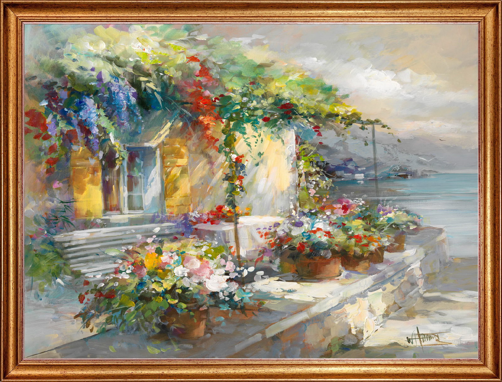 фото Картина на холсте, веранда у моря, 80х60 см., willem haenraets. арт. хв-х67 русская коллекция