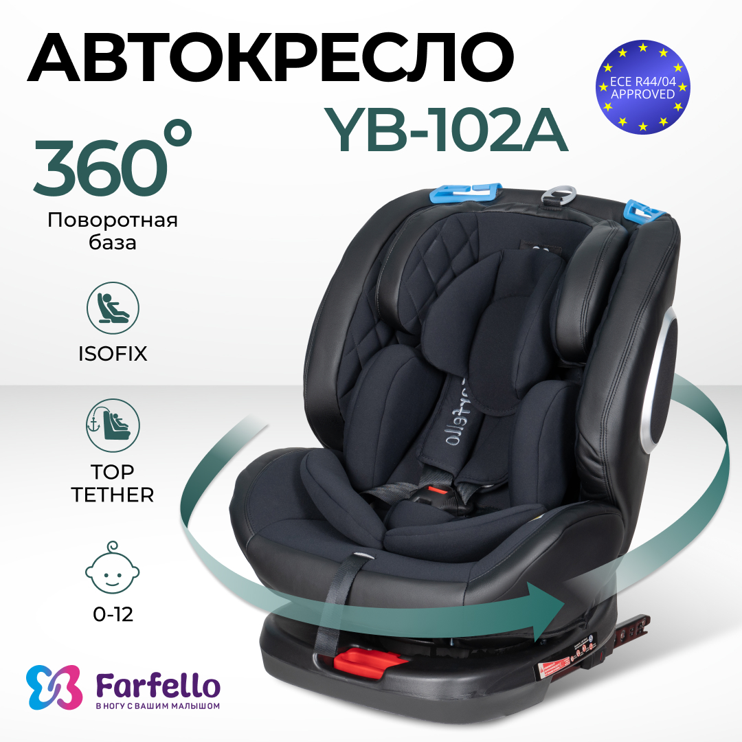 Автокресло детское Farfello ISOFIX YB102A, Черный автокресло детское farfello isofix yb102a экокожа синий