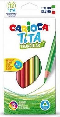 фото Набор карандашей цветных carioca tita в пластиковом корпусе, 12 цв., трехгранные, с европо