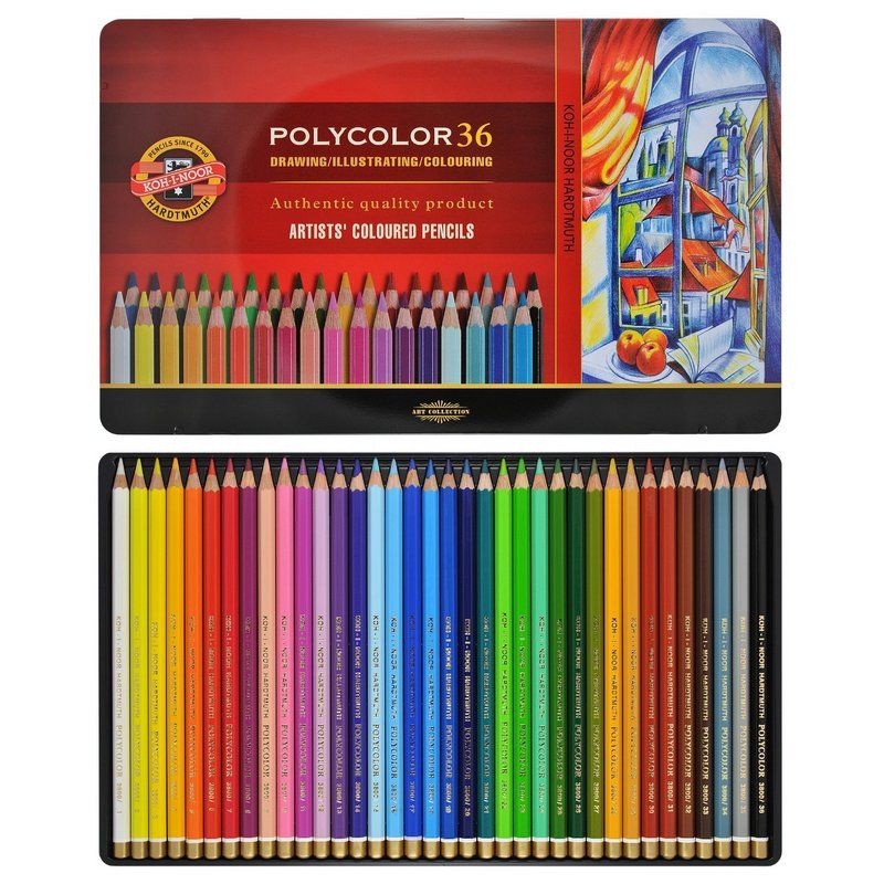 фото Набор карандашей цветных polycolor, металлическая упаковка, 36 цв. koh-i-noor