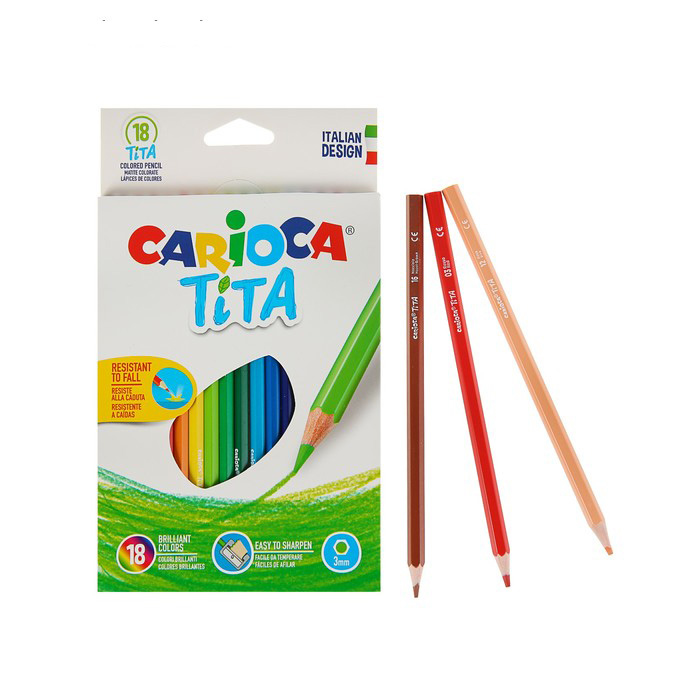 фото Набор карандашей цветных пластиковых carioca tita 18 цв, в карт коробке с европодвесом (ше