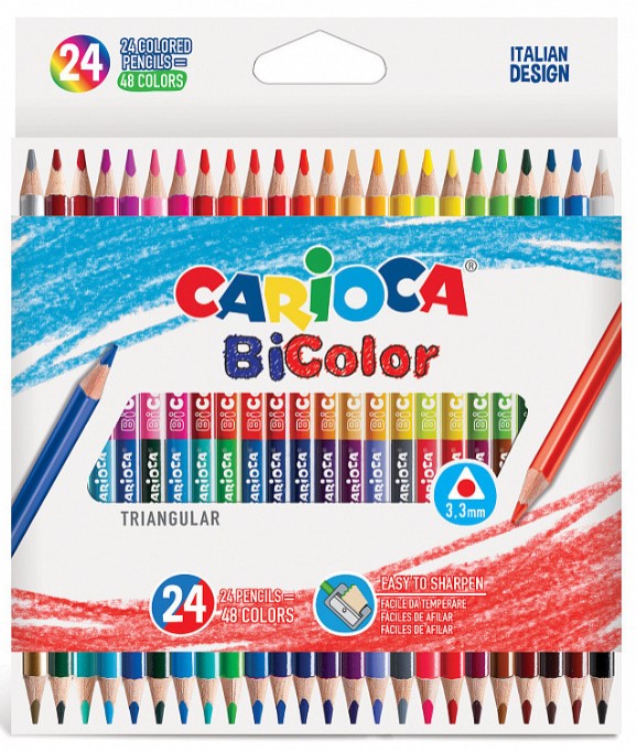 фото Набор цветных деревянных двусторонних карандашей сarioca bicolor 24 шт, 48 цв., в карт кор carioca