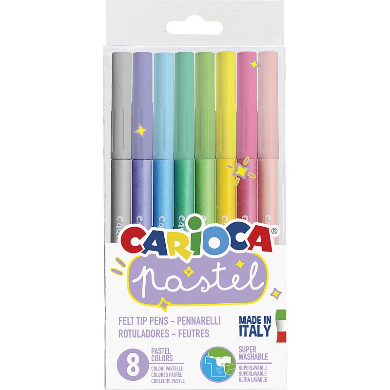 фото Набор фломастеров carioca pastel, 8 цв., блистер с европодвесом