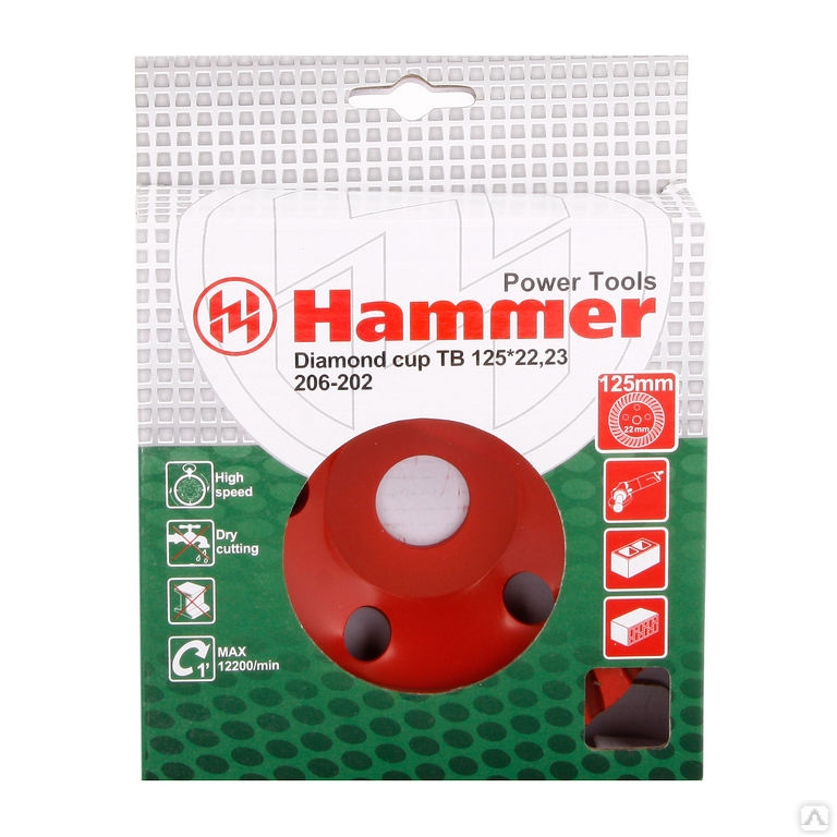 

Чашка алмазная шлифовальная по бетону Hammer 30701, CUP TB 125*22мм