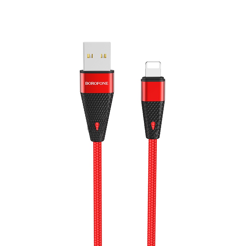 USB кабель Borofone BU10 Lightning,Peneapple 1.2м,2.4А, оплетка TPE ,красный