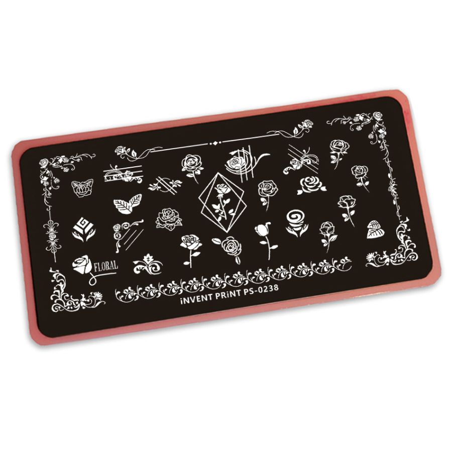 

Пластина для стемпинга Invent Print Цветы PS-238, Серый