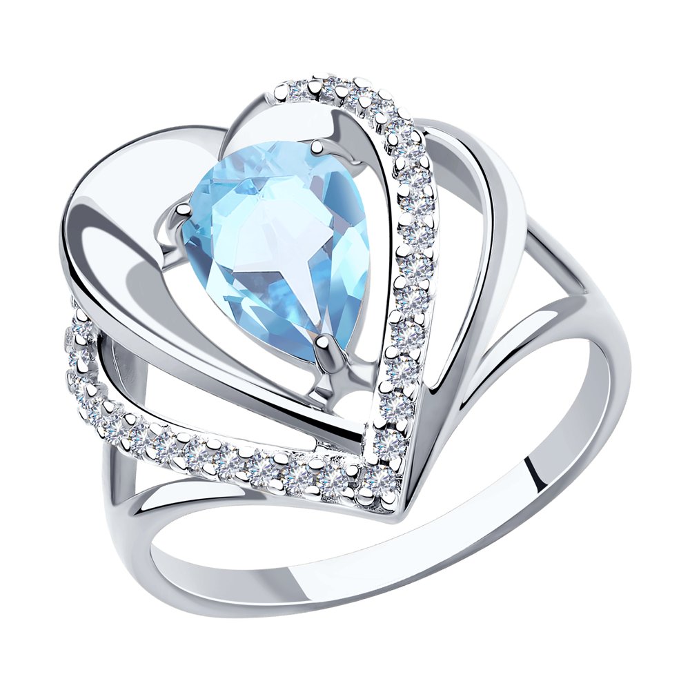 Кольцо из серебра с топазом и фианитом р.18.5 Diamant 94-310-00545-2