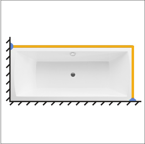 

Карниз для ванны Г-образный 165x80 хром