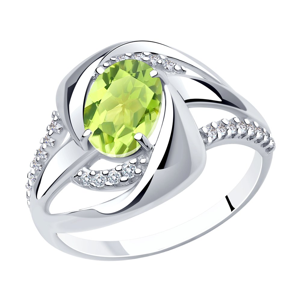 

Кольцо из серебра с хризолитом/фианитом р. 20 Diamant 94-310-00569-1