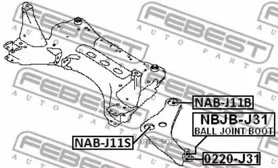 

Сайлентблок рычага передний nissan qashqai uk make j11e 2013- nab-j11s