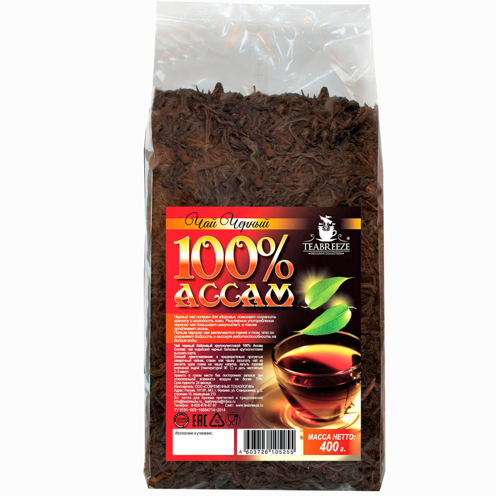 

Чай черный Teabreeze, 100% Ассам, листовой, 400 г