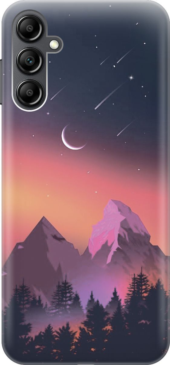 

Силиконовый чехол на Samsung Galaxy A14 "Горы и звездопад", Оранжевый;черный, 158804