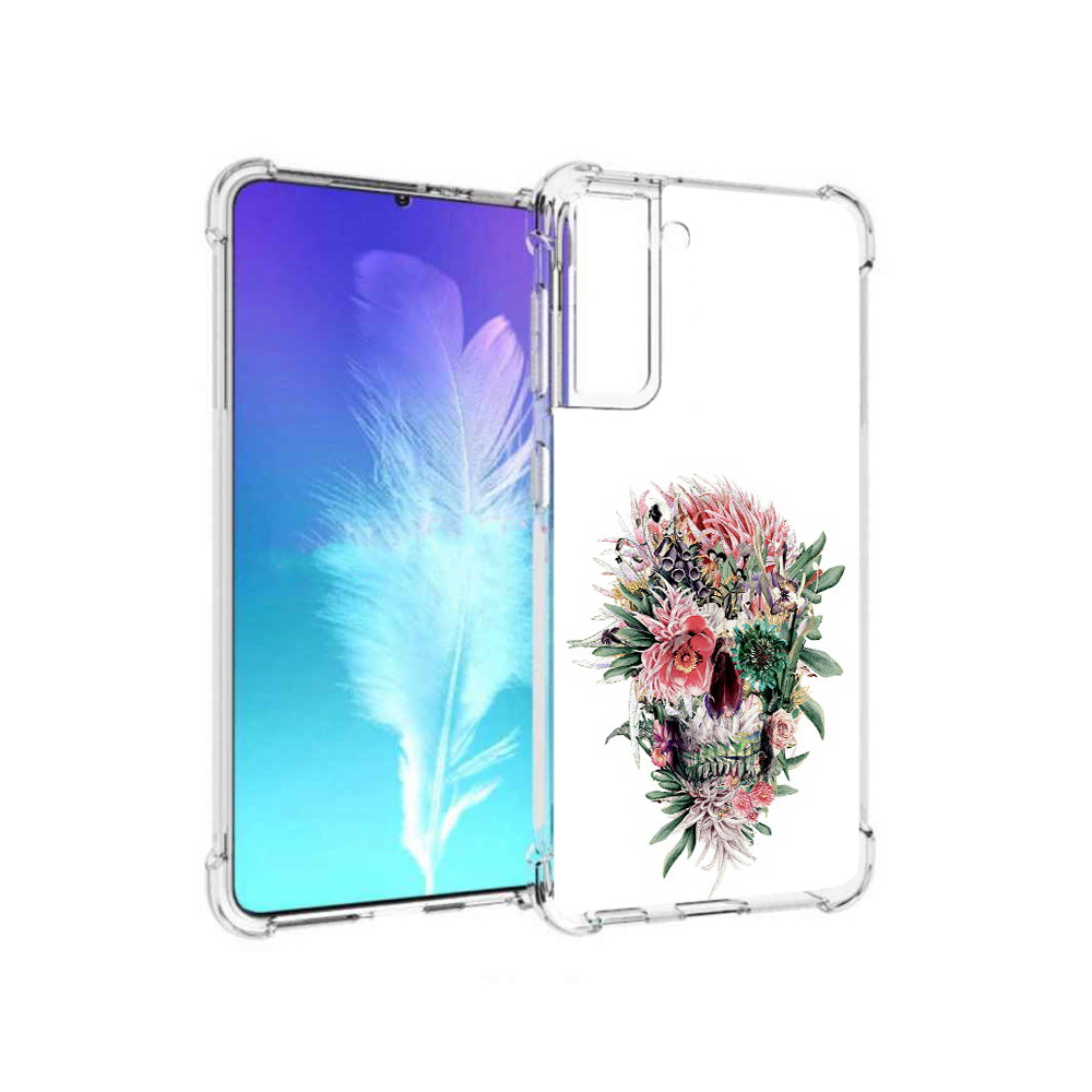 

Чехол MyPads Tocco для Samsung Galaxy S21 череп из цветов (PT157088.510.677), Прозрачный, Tocco