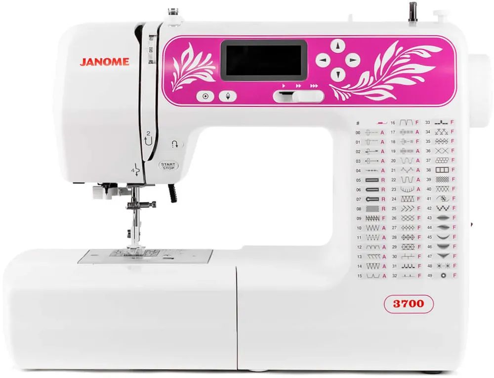 Швейная машина Janome 3700 белый, розовый подушка машина 40x40 см черно розовый