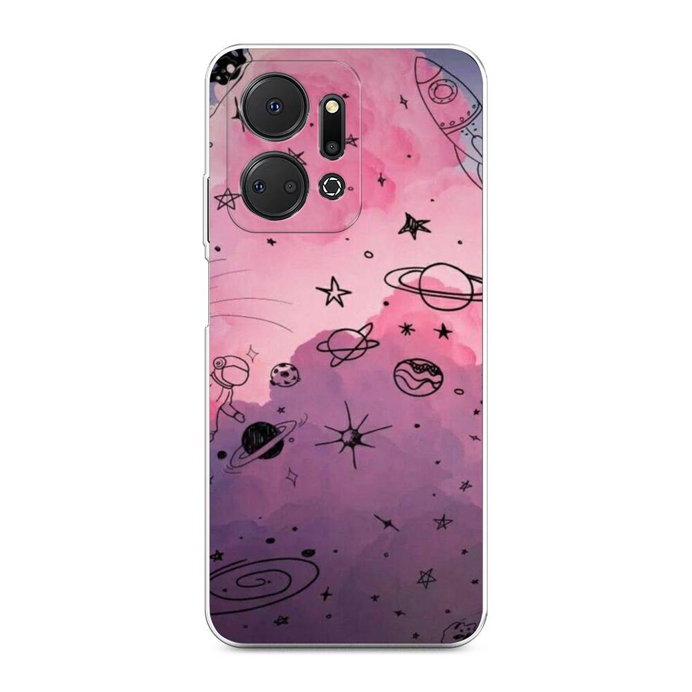 

Чехол Awog на Honor X7A "Радуга планет 3", Черный;розовый, 6120650-4