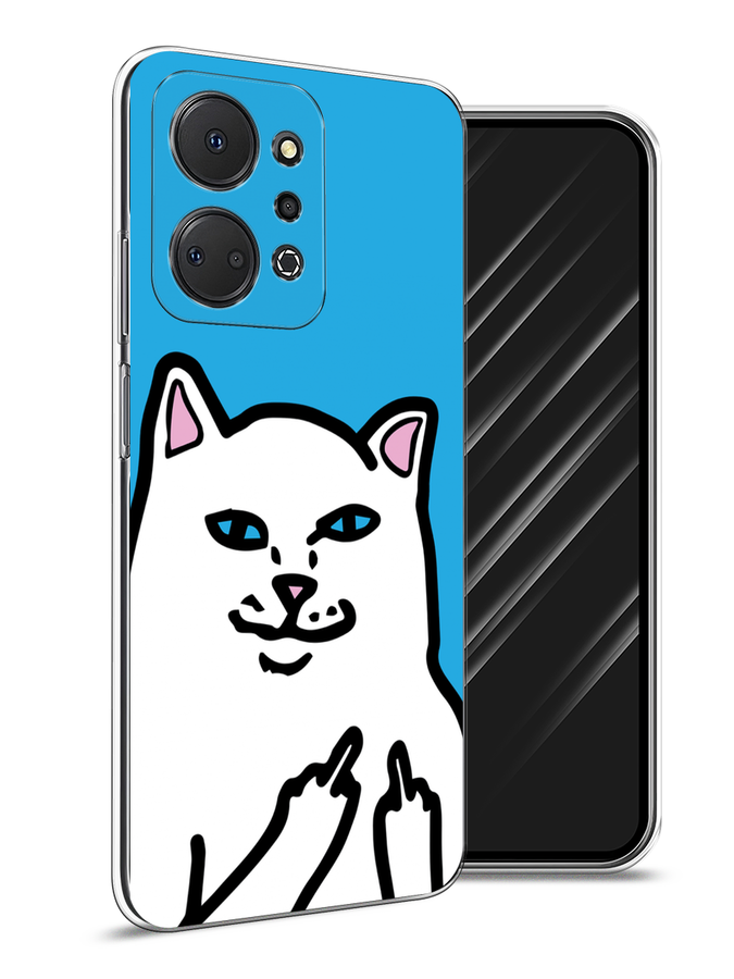

Чехол Awog на Honor X7A "Кот жесть", Белый;голубой;черный, 6120650-9