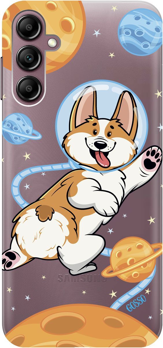 

Силиконовый чехол на Samsung Galaxy A14 "CosmoCorgi" прозрачный, Прозрачный;коричневый, 158807