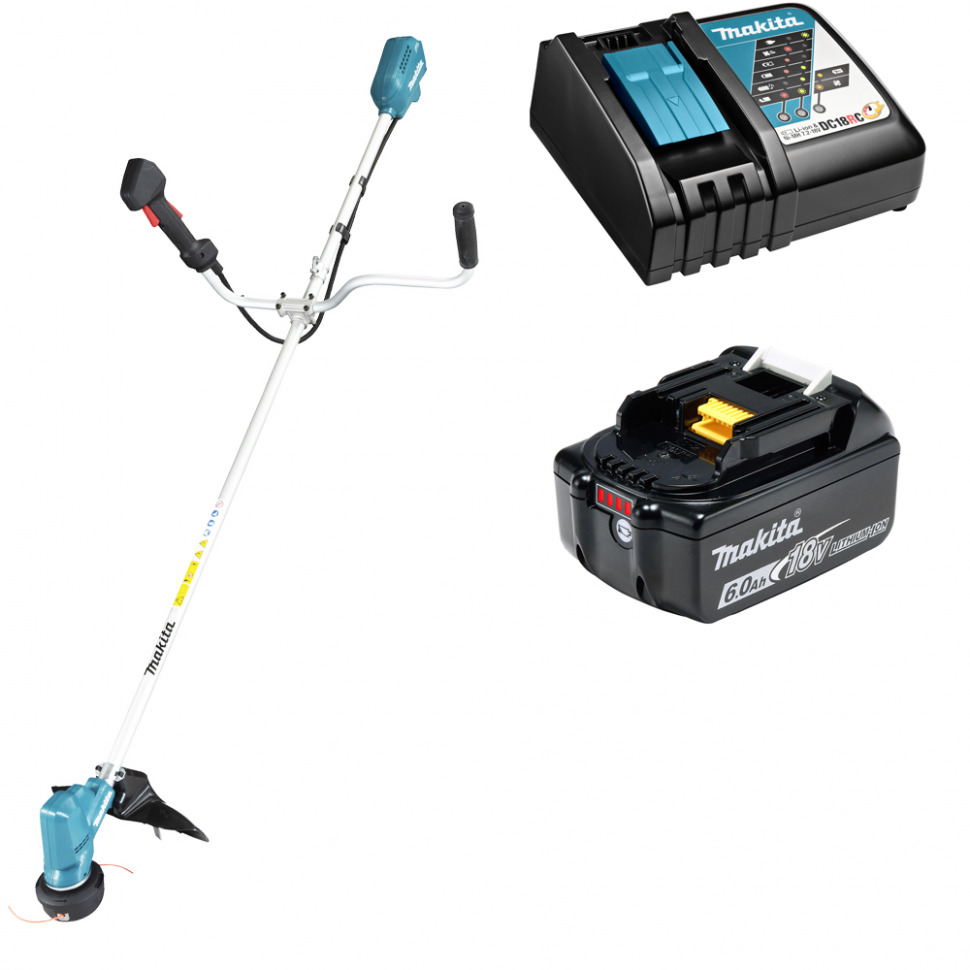 

Триммер аккумуляторный Makita DUR190UX3RG 18В 1х6Ач, з/у, DUR190UX3RG
