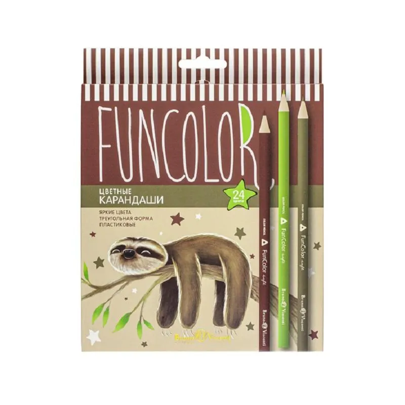 

Карандаши цветные FUNCOLOR пласт., 24цв. 30-0062, 1559070, Разноцветные