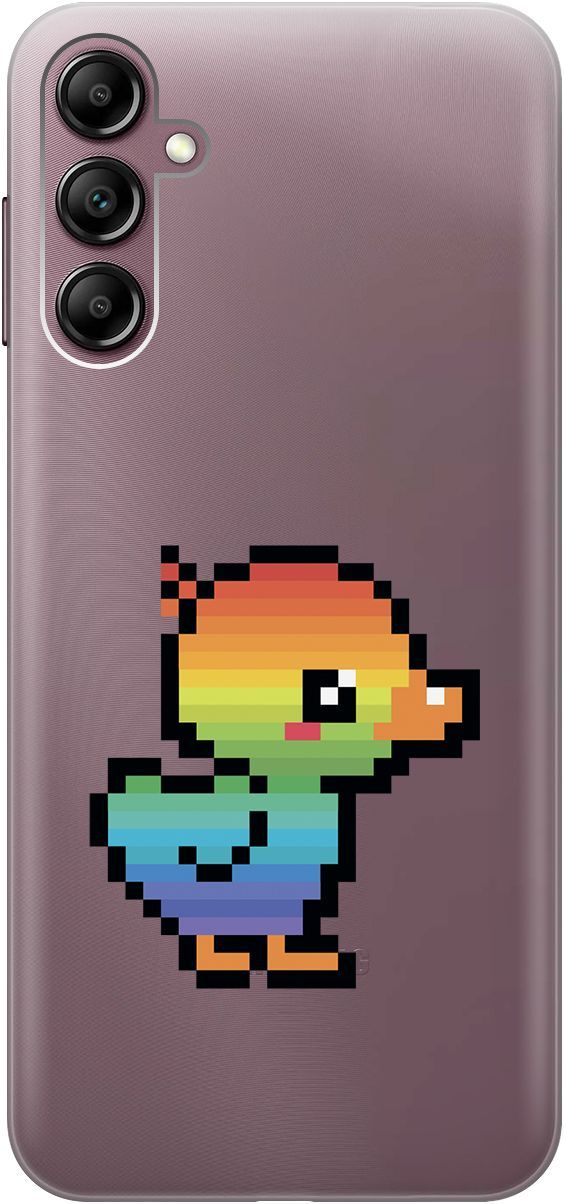 

Силиконовый чехол на Samsung Galaxy A14 "Pixel Duck" прозрачный, Прозрачный;желтый, 158808