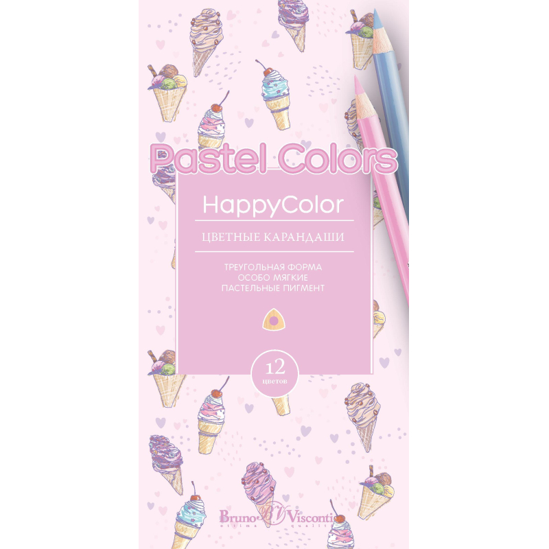 

Карандаши цветные HAPPYCOLOR пастельные 12цв. 30-0093, 1559061, Разноцветные