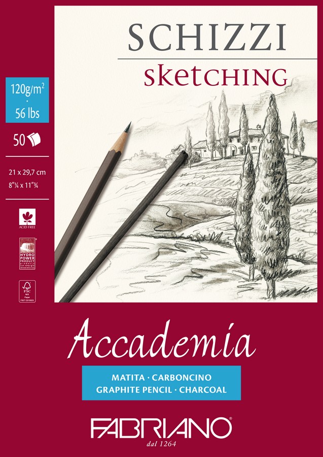 фото Блокнот-склейка для графики fabriano "accademia sketching" а4 50 л 120г/м.кв