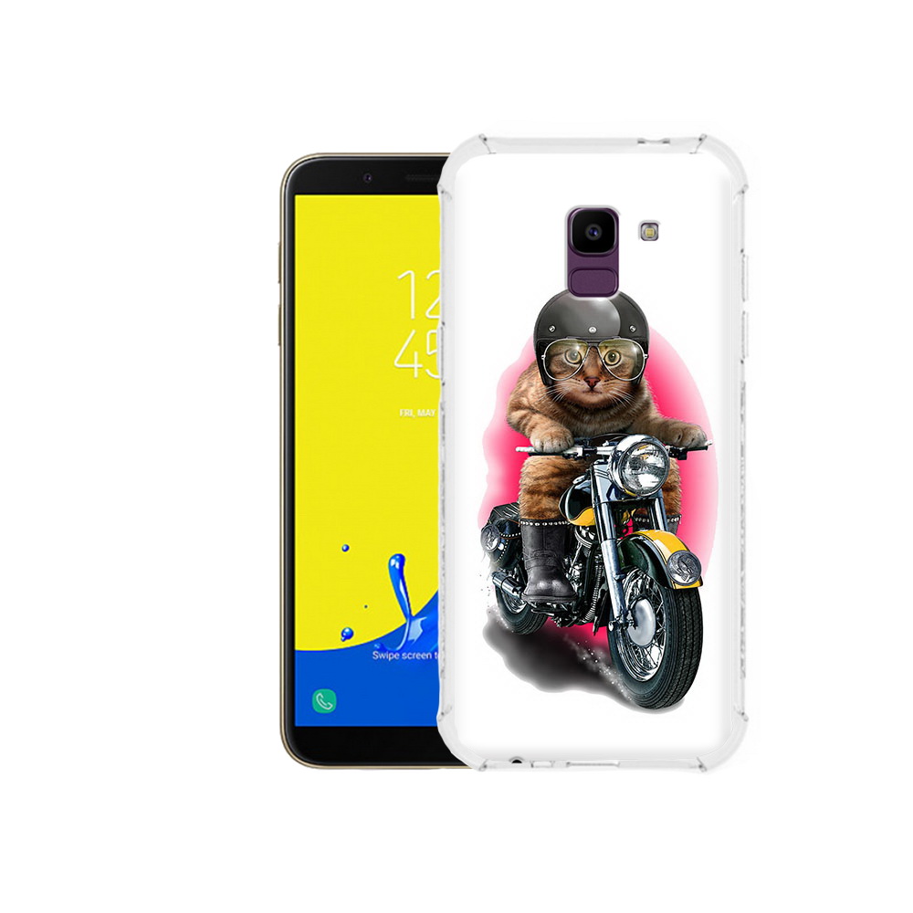 

Чехол MyPads Tocco для Samsung Galaxy J6 (2018) мото-кот, Прозрачный, Tocco