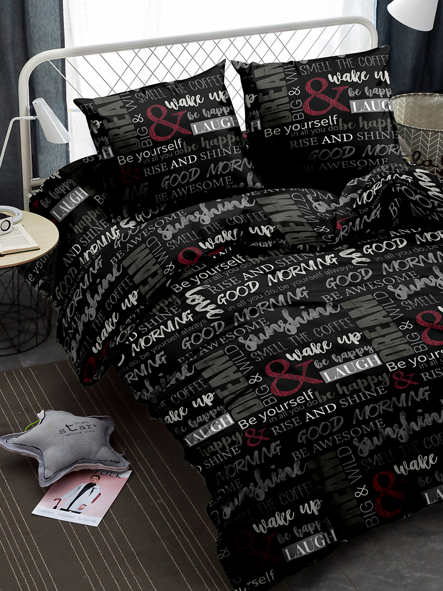 Комплект постельного белья Amore Mio Мако-сатин Morning 2 спальный микрофибра серый
