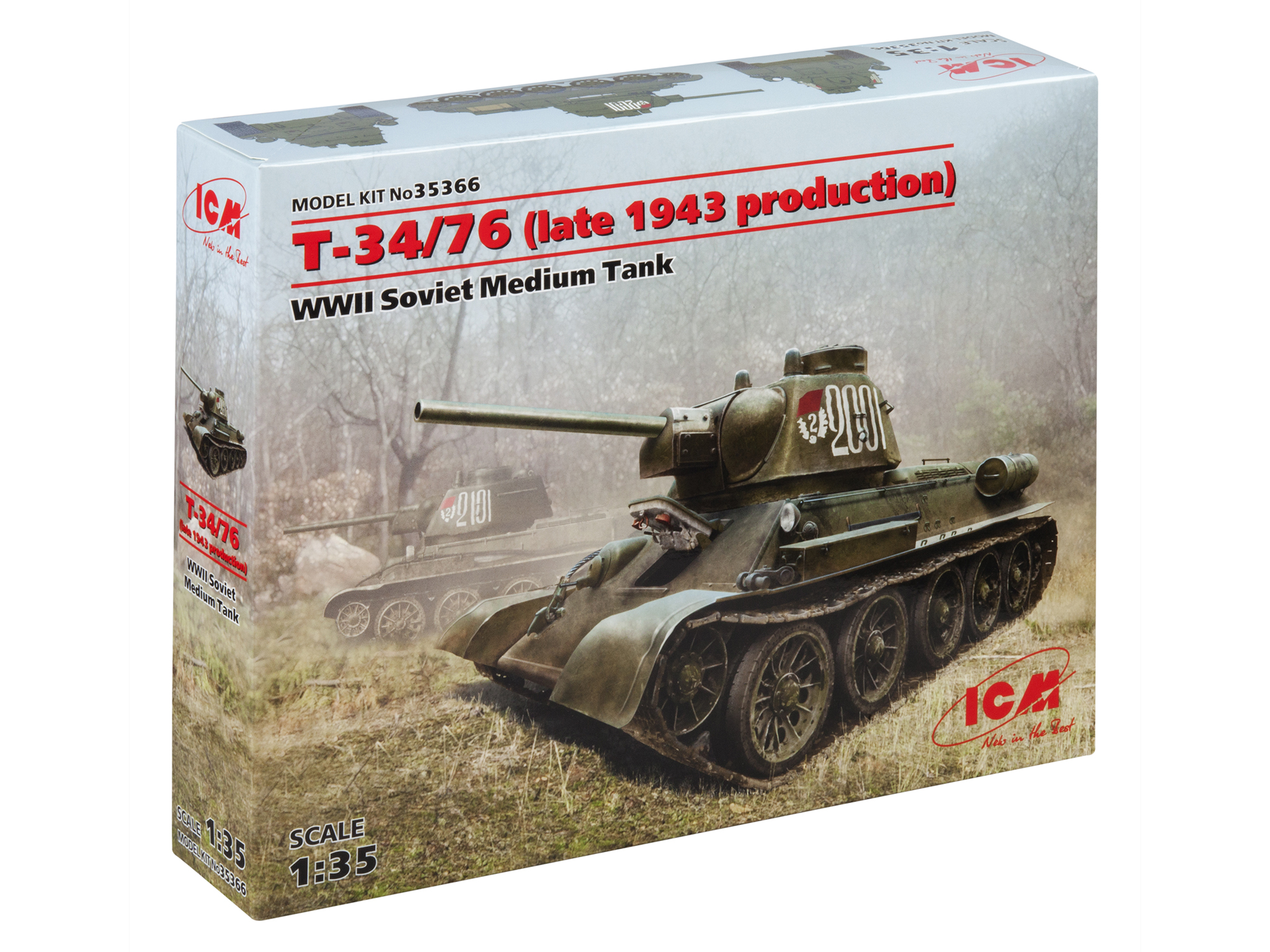 фото Сборная модель icm 1/35 советск средн танк ii мировой войны т-34/76 конца 1943 года 35366