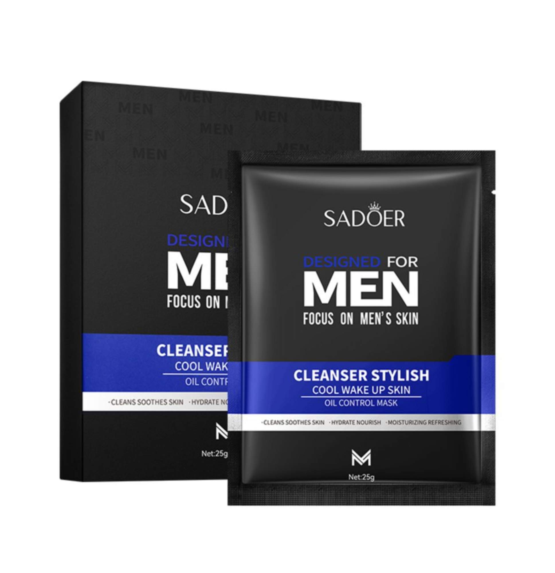 Набор тканевых масок для лица Sadoer мужские контроль жирности кожи 5 шт dizao набор масок для лица шеи и подбородка три позитива для кожи с расширенными порами 3 шт