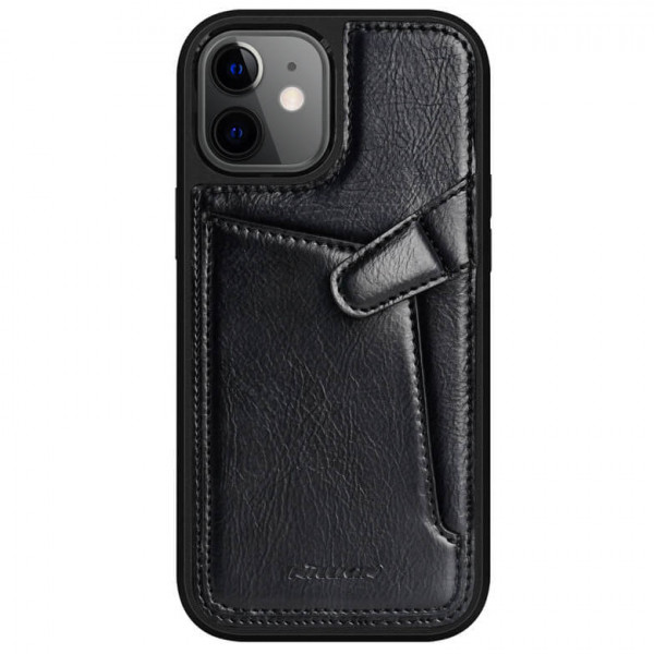 фото Кожаная накладка nillkin aoge leather case с визитничей для iphone 12 mini (черный)