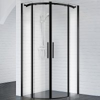 фото Душевой уголок belbagno acqua 100x100 acqua-r-2-100-c-nero профиль черный стекло прозрачно